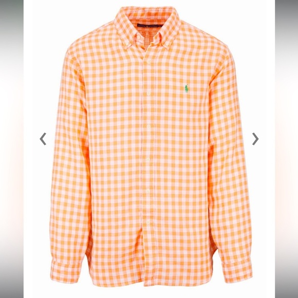 Men's POLO RALPH LAUREN Classic Fit Double Faced
Orange Gingham button up Size L - Picture 1 of 10